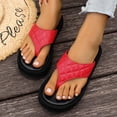 thumbnail image 2 of Rokment Quilted Platform Flip Flops for Woman 2026 Beach Summer Trendy Casual Leather Chunky Flat Dress Slip on Comfortable Walking Backless Sandals Red Size 6, 2 of 7