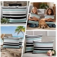 thumbnail image 5 of Turquoise Black Stripe Outdoor Waterproof Pillow Covers, Modern Abstract Coarse Striped Decorative Square Throw Pillowcase Sofa Cushion Sham for Patio/Couch/Chair, 16"x16" 2 Pack, 5 of 8