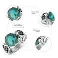 thumbnail image 4 of JQUEEN Round Turquoise Ring Vine Design 925 Sterling Silver Boho Ring Statement Ring for Women, 4 of 5