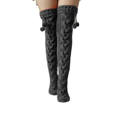 

Woman Knit Thigh High Socks Free Size Keep Warm Perfect Gifts for Cold Fall Winter Days