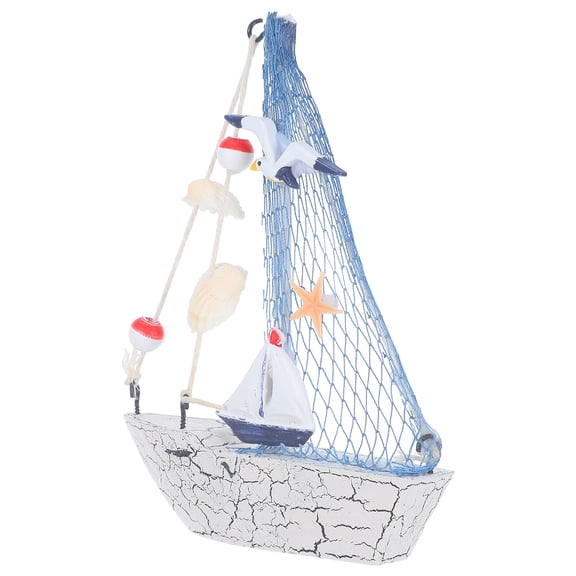 TAILTOSS 1Pack Wood Nautical Boat Ornament Nautical Tabletop Decor 14.0X11.0X0.6In