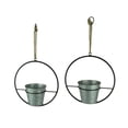 thumbnail image 1 of Rustic Metal Black Hoop Indoor Outdoor Hanging Silver Planters Set of 2 11 Inches, 1 of 3