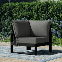 WestinTrends Montara Outdoor HDPE Sectional Corner Sofa Seat with Water-Proof Cushions, Black/Gray