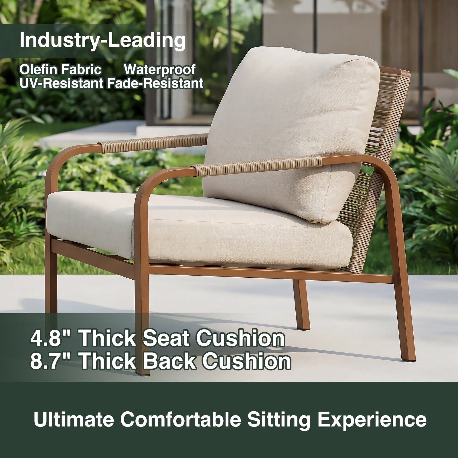 CozyJoy Aluminum 4-Piece Patio Sofa Set, Beige