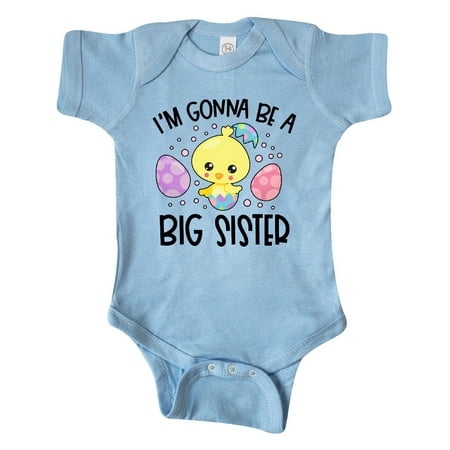 

Inktastic Easter I m Gonna Be a Big Sister with Purple and Pink Eggs Gift Baby Girl Bodysuit