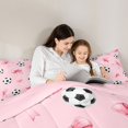 thumbnail image 5 of Manfei Kawaii Bowknot Ribbon 7-Piece Twin Bedding,Soccer Ball Sport Bedding Comforter Set,Pink Reversible, 5 of 7
