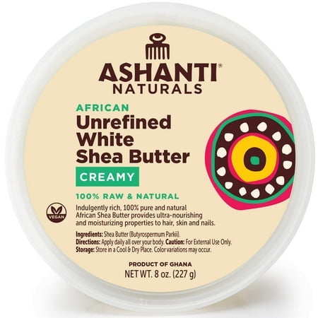 Ashanti Naturals White Whipped Raw Shea Butter Unrefined African Shea Butter Creamy Moisturizer for Easy Application - 8 oz