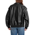 thumbnail image 4 of Womens Oversized Leather Bomber Jackets Cap Sleeve Zip Up Motorcycle Coats with Pockets, 4 of 6