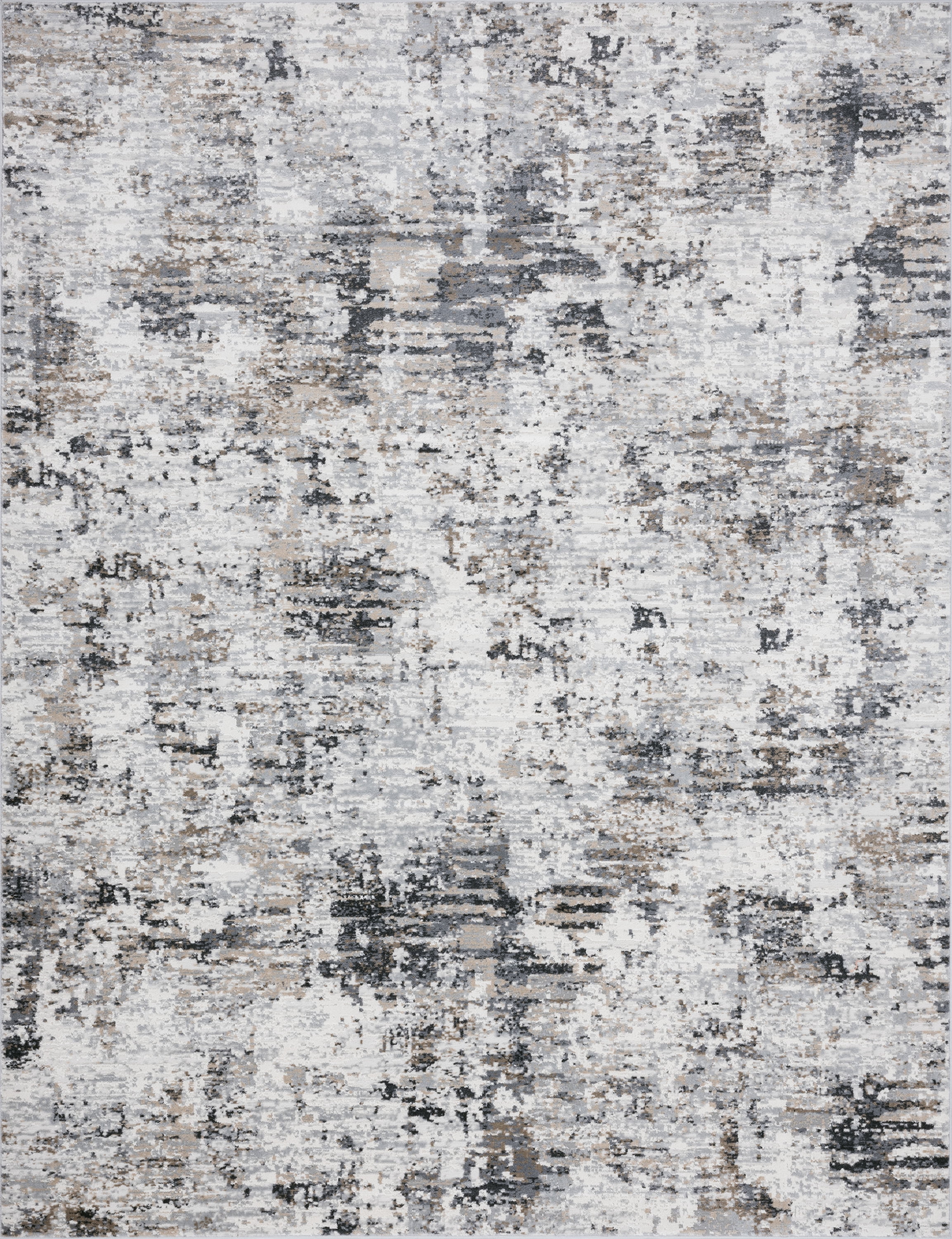 Yardley Distressed Contemporary Abstract Gray, Beige Indoor Area Rug, 4' x 5'