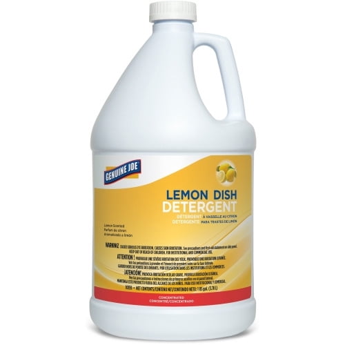 Genuine Joe Lemon Dish Detergent Gallon Liquid - 128 fl oz (4 quart) - Lemon Scent - 1 Each - White