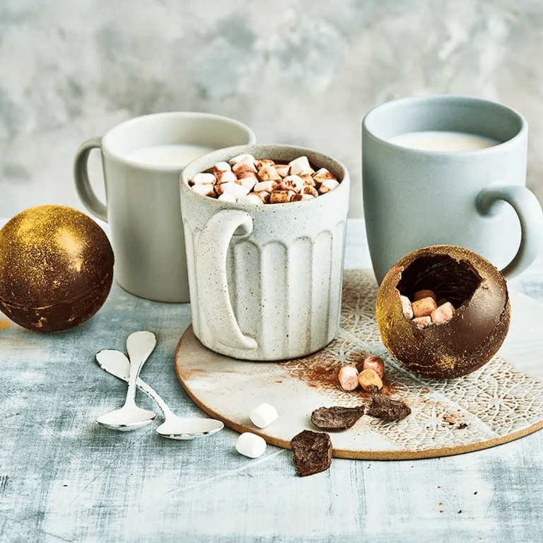 A Cup Of Aromatic Tasty Hot Chocolate With Marshmallows Decorated