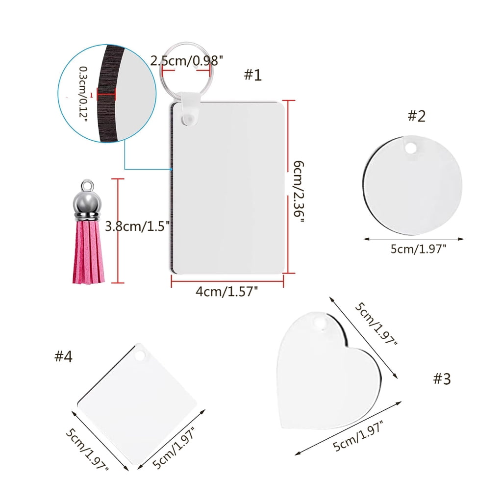 WINDLAND 200Pieces Sublimation Blanks for DIY Keychain Craft Ornament with Tassel