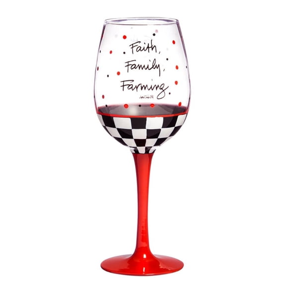 Evergreen Wine Glass, 12 oz., Faith Family Farming