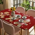 thumbnail image 3 of Gingerbread Red Table Cloths for 6 Foot Rectangle Tables, Christmas Winter Snowflake Patio Waterproof Elastic Fitted Tablecloths, Washable Rectangular Table Cover for Camping, 3 of 8