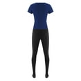 thumbnail image 2 of dPois Men's Ballet Short Sleeve Tight Jumpsuit Unitards Bodysuit Dancewear Contrast Color Bodysuit Navy Blue XL, 2 of 3