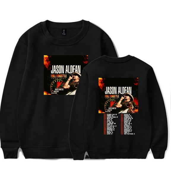 Jason Aldean Full Throttle Tour 2025 Merch crew neck sweatshirt  Popular Graphics Unisex Trendy Casual Streetwear
