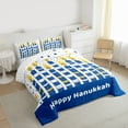 thumbnail image 3 of Feelyou Kids Western Chanukah Full Size Comforter Sets, Festival Menorah Dreidel Bedding Comforter Set, Cartoon Stars Print Reversible Bedding Sets, Super Cozy Room Decor, 3pcs, 3 of 8