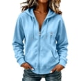 thumbnail image 2 of Otntypg Women's Fall Full Zip Up Y2K Hoodies Lightweight Casual Long Sleeve Drawstring Hooded Pullover Sweatshirts Trendy Fall Winter Track Jackets with Multi-Pockets, 2 of 10