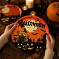 thumbnail image 4 of Disposable Plates Halloween Themed Jack O Lantern Design 10 Pack Disposable Paper Plates for Halloween Party Table Decorations Dinnerware Supplies, 4 of 7