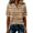 Khaki, variant on JULMCOMO Polo Shirts for Women Floral Print Collared Short Sleeve Button Loose Fit Trendy Golf Shirts Daily Comfy Casual Blouses Black L