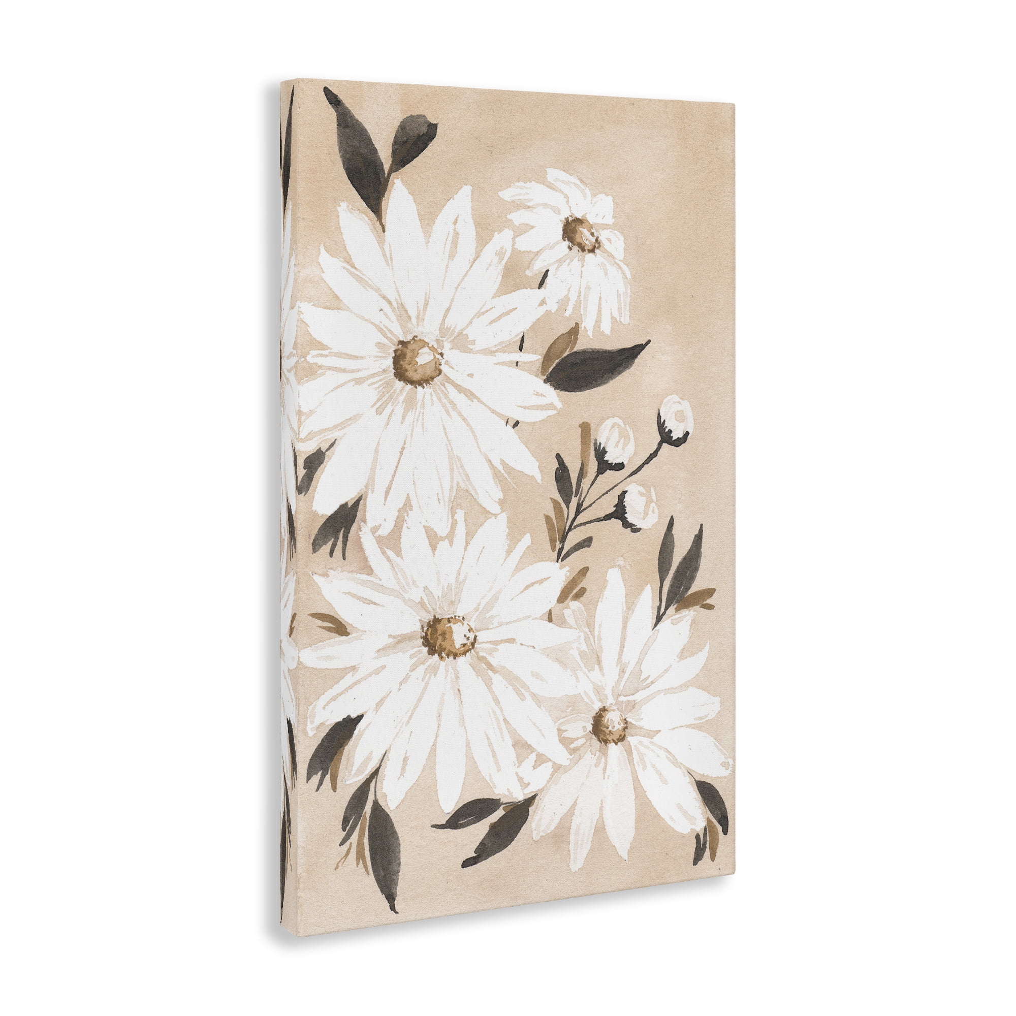 Stupell Industries Muted Neutral Daisies Botanical & Floral Painting Gallery Wrapped Canvas Art Print Wall Art, 30 x 45