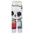 thumbnail image 5 of Cute Cat Eating Noodles Winter Female Pants Flannel High Waist Women Pants Lady Warm Straight Leg Plush Trousers, 5 of 7