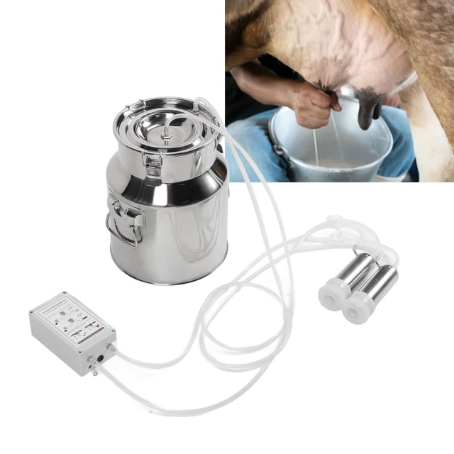 Machine à Traire Vache Électrique 14L Pompe à Vide en Acier Inoxydable pour Maison Petite Ferme