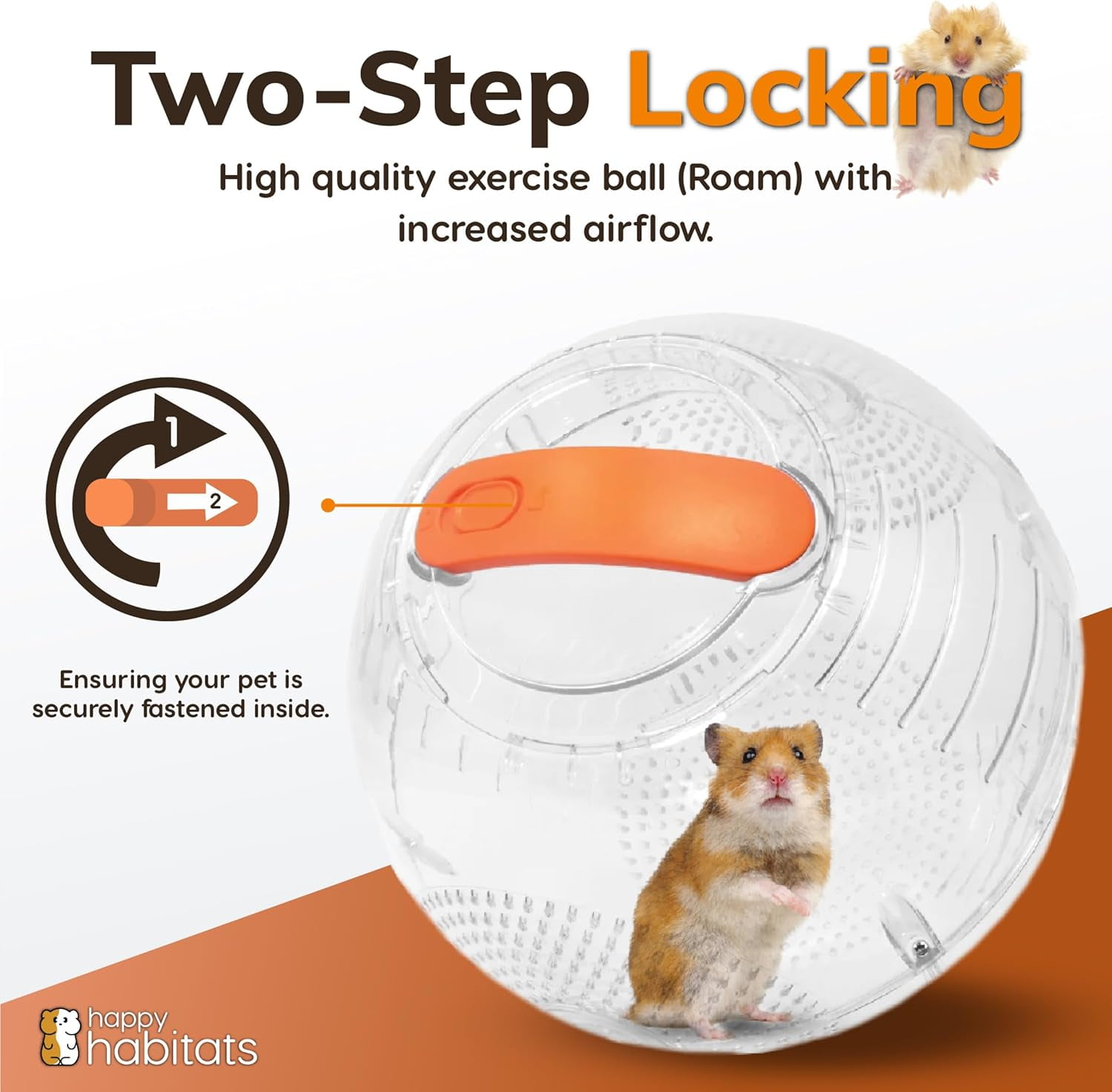 Happy Habitats Clear Dwarf Hamster Ball (7”) – Safe, Ventilated Plastic Balls for Hamsters, Gerbils & Mice