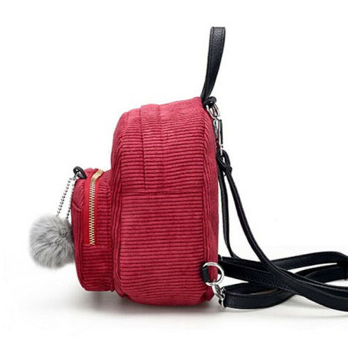 Women Mini Corduroy Backpack School Bags Solid Backpack Pendant Small Zipper Shoulder Bag Rucksack - image 2 of 5