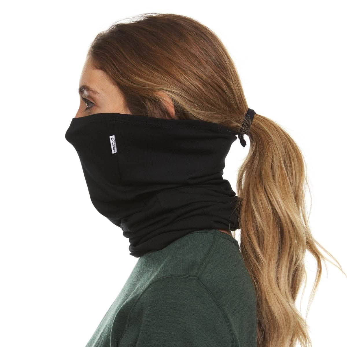 Woolverino - Merino Wool Microweight Multiclava - Multifunctional Headwear- UV Protection - Hiking Neck Gaiter - Hunting Balaclava - Black