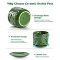 thumbnail image 5 of 2 Pack Ceramic Orchid Pot with Airflow Holes,5+ 6 Inch Decorative Planter for Phalaenopsis and Cattleya, Includes Saucer and Mesh Pad, 5 of 9
