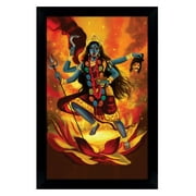 IBA Indianbeautifulart Goddess Kaali Picture Frame Religious Poster Black Wall Frame Deity Photo Frame Wall Decor&nbsp;For Home/ Office/ Temple-6 x 8 Inches