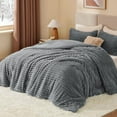 thumbnail image 2 of Fleece Queen Comforter Set -Super Soft & Warm Fluffy Grey Bedding, Luxury Fuzzy Heavy Bed Set for Winter with 2 Pillow Cases, 2 of 6