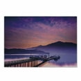 thumbnail image 1 of Landscape Cutting Board, Seashore in Nantou Taiwan Majestic Cloudy Sky Scenery Lake Boats Mountain, Decorative Tempered Glass Cutting and Serving Board, Small Size, Pink Purple, by Ambesonne, 1 of 1