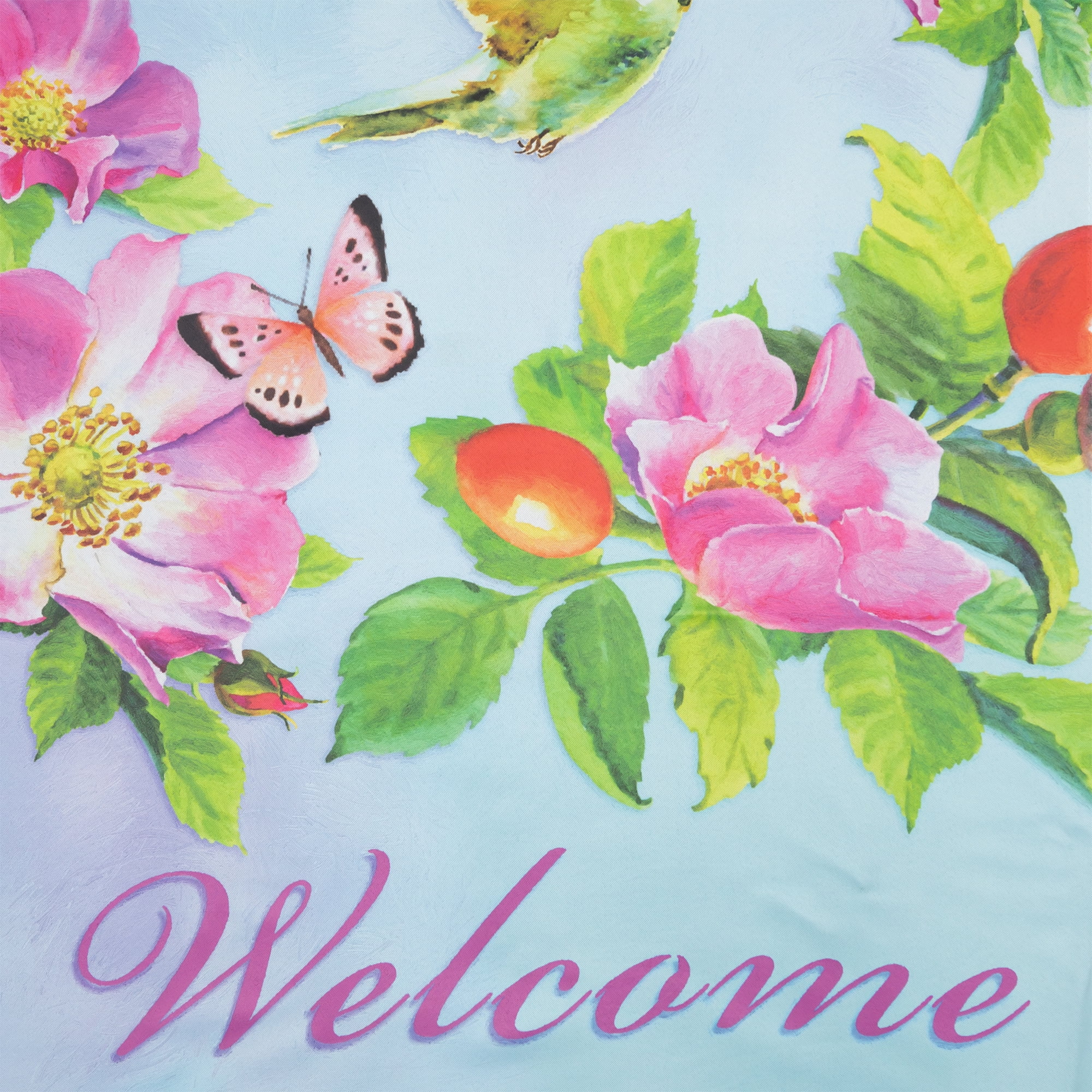 Northlight Welcome Hummingbird Floral Outdoor House Flag 28" x 40"