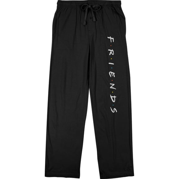 Friends Title Logo Men's Black Drawstring Sleep Pajama Pants -Large