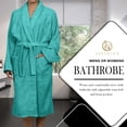thumbnail image 3 of Superior Cotton Terry Adult Unisex Soft Lightweight Bathrobe, Large, Teal, 3 of 9