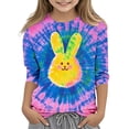 thumbnail image 2 of Cowsor Tween Boys Girls Easter Graphic Printed 3/4 Sleeve Crew Neck Basic Tee Lightweight Casual Layering Top for Kids, 2 of 5