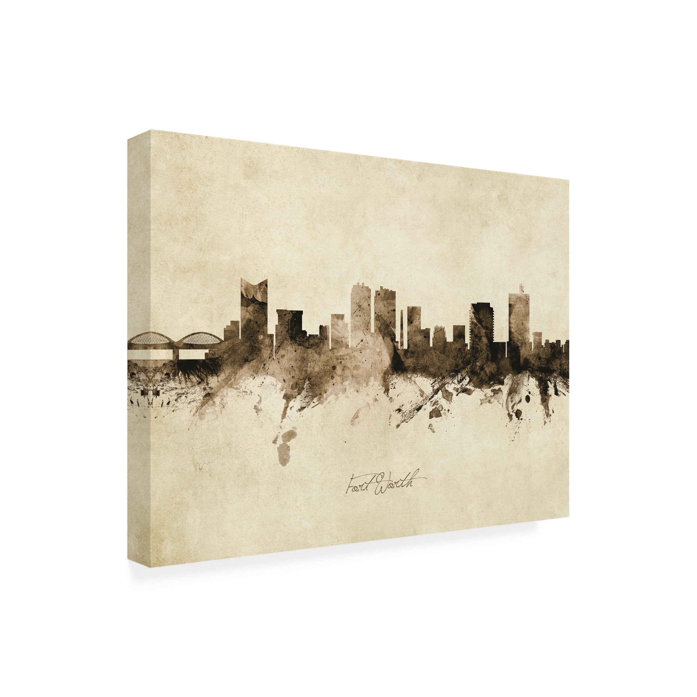 Michael Tompsett 'Fort Worth Texas Skyline Vintage' Canvas Art