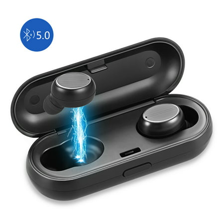 LUXMO Bluetooth Headphones, Comfom True Wireless Earbuds HD Sound with Bass Mini in Ear Bluetooth Earphones Magnetic Headset with Built-in Mic and Charging Case for iPhone Samsung iPad