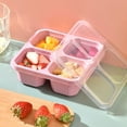 thumbnail image 2 of Bento Snack Containers, Reusable 3 Compartment Divided Food Storage Containers, Divided Lunchable Container For School, Work And Travel B-Pink 6.69"L x 6.1"W x 2.17"H, 2 of 9