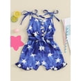 thumbnail image 4 of Hirigin 4th of July Toddler Girl Outfit Stars Stripe Flag Tie-Up Romper Overall Shorts 12M 18M 2T 3T 4T 5T Girls Fourth of July Clothes, 4 of 8