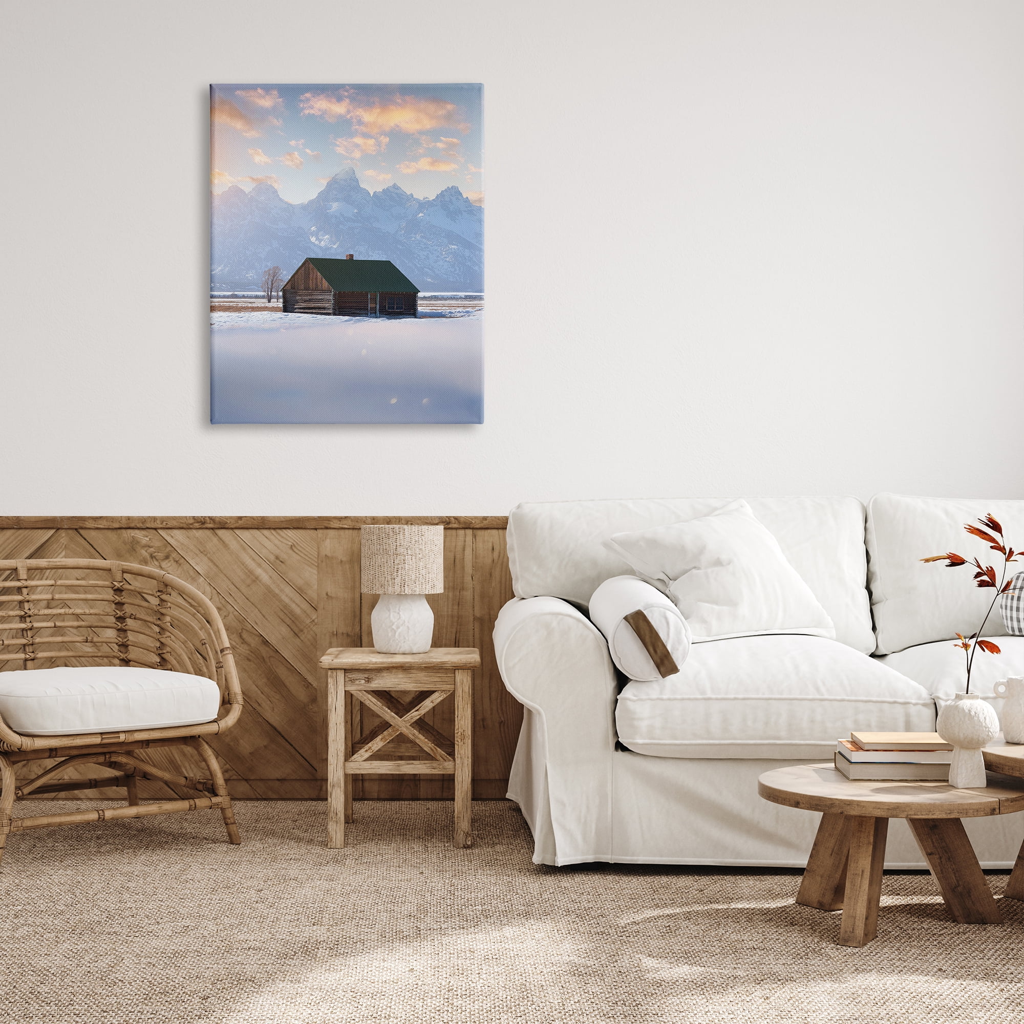 Stupell Industries Snowy Winter Cabin Landscape Photography Gallery Wrapped Canvas Art Print Wall Art, 30 x 40