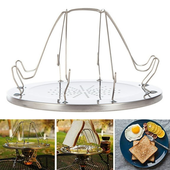 Harmtty Foldable Camping Toaster Grill - 4-Slice Stainless Steel Portable Toast Rack for Outdoor Cooking, BBQ, Hiking & RV Trips, Compact Design, Rust-Resistant