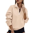 thumbnail image 2 of Resicozy Womens Plus Size Half Zip Pullover Long Sleeve Oversized Sweatshirt Drop Shoulder Hoodie Y2K Clothes with Pockets Yellow XL, 2 of 7