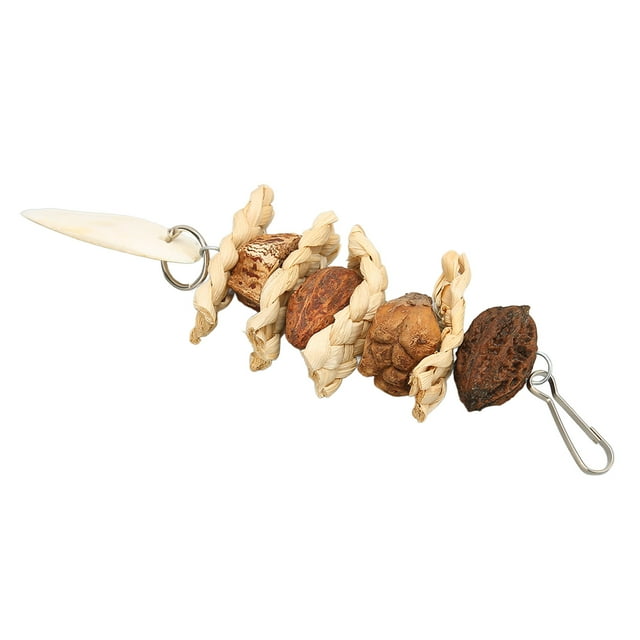 Bird Chew Toy, Safe Bird Cage Toy Hand Made Natural Corn Leaves Nuts Cuttlefish Bone For Pet Healthy
