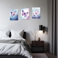 thumbnail image 3 of ZHONGYUTONG 3 Piece Purple Butterfly Canvas Wall Art Butterfly Pictures Wall Decor Watercolor Painting for Girls Room Decor Framed (11.00" x 14.00" x 3PCS), 3 of 5