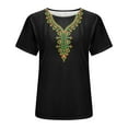 thumbnail image 5 of Penkiiy Women's Mexican Boho Embroidered Tops Short Sleeve Peasant Casual Loose Tunics Fall Blouse Shirts for Women,Vintage Floral Tunic Shirts, Flowers Embroidery Blouses XL Black, 5 of 6