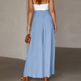 thumbnail image 6 of Pounoo Women's Trousers Elastic Waist Linen Wide Leg Pants Casual Vacation Loose Fit Breathable Versatile Daily Wear Bottoms Gift, 6 of 7