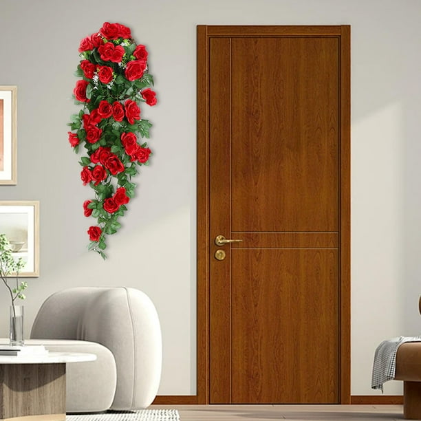 Decoración del hogar, decoración de habitaciones, decoración de paredes, juego de rosas artificiales para colgar en la pared, flores falsas de ratán para centros comerciales, decoración del hogar, arr